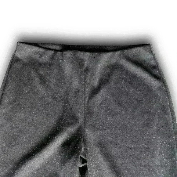 Vtg Black Silver Sparkle Pull On Stretch Pants High‎ Rise Glitter Flared Party M - Picture 10 of 10